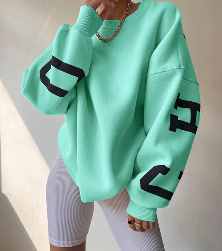 Justyna | Damska Okrągły Dekolt Oversize Bluza