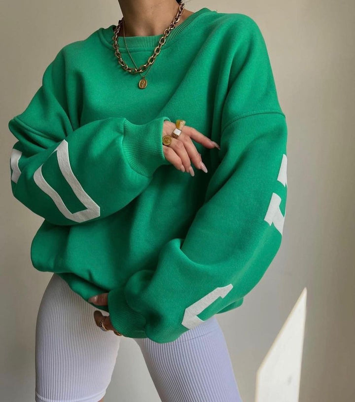 Justyna | Damska Okrągły Dekolt Oversize Bluza