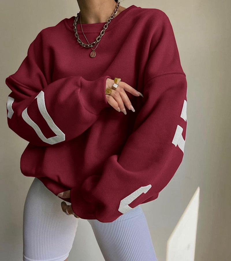 Justyna | Damska Okrągły Dekolt Oversize Bluza
