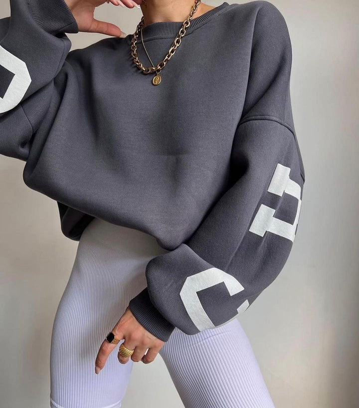 Justyna | Damska Okrągły Dekolt Oversize Bluza