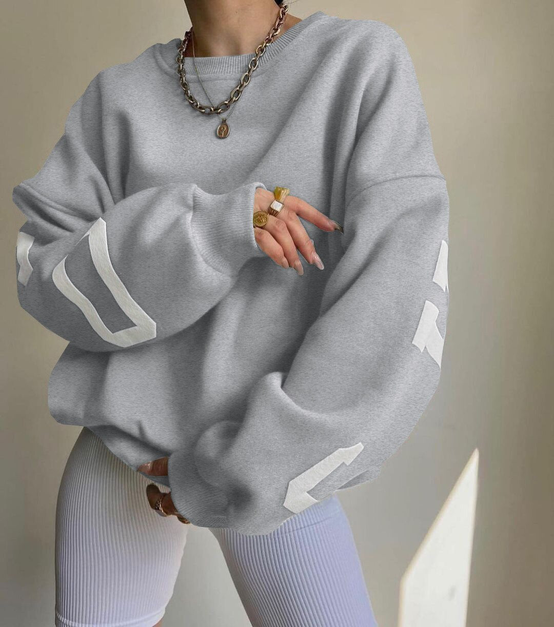 Justyna | Damska Okrągły Dekolt Oversize Bluza