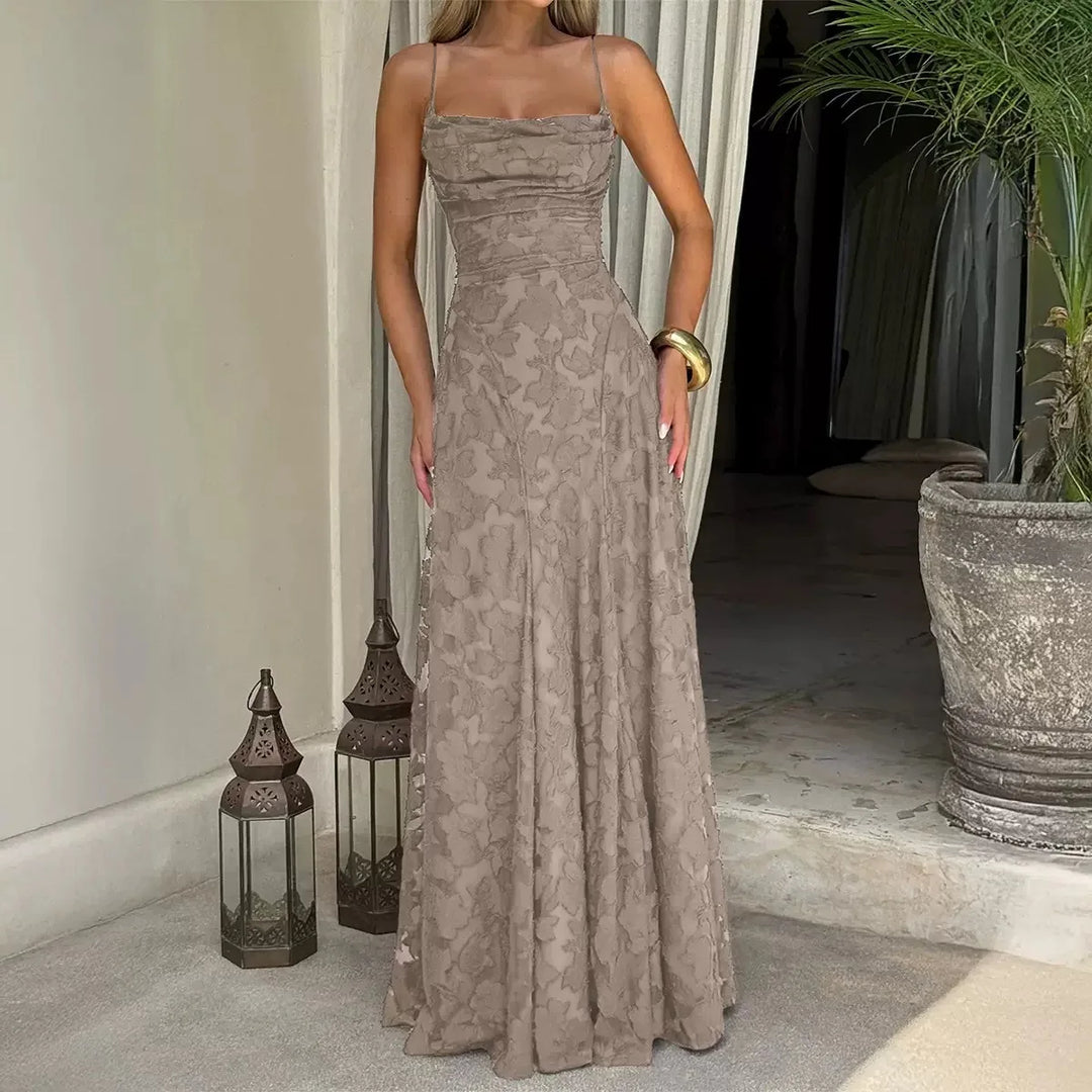 Liv | Damska Elegancka Haftowana Wieczorowa Sukienka Maxi
