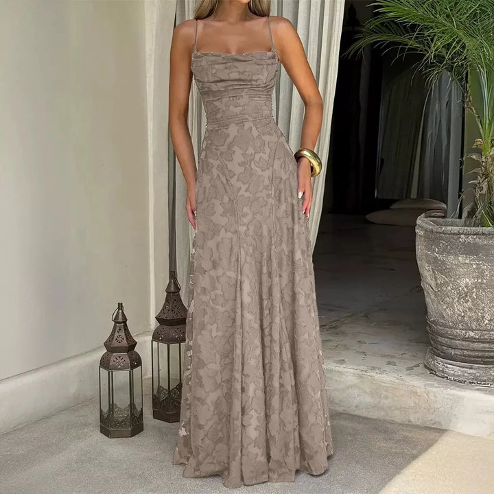 Liv | Damska Elegancka Haftowana Wieczorowa Sukienka Maxi