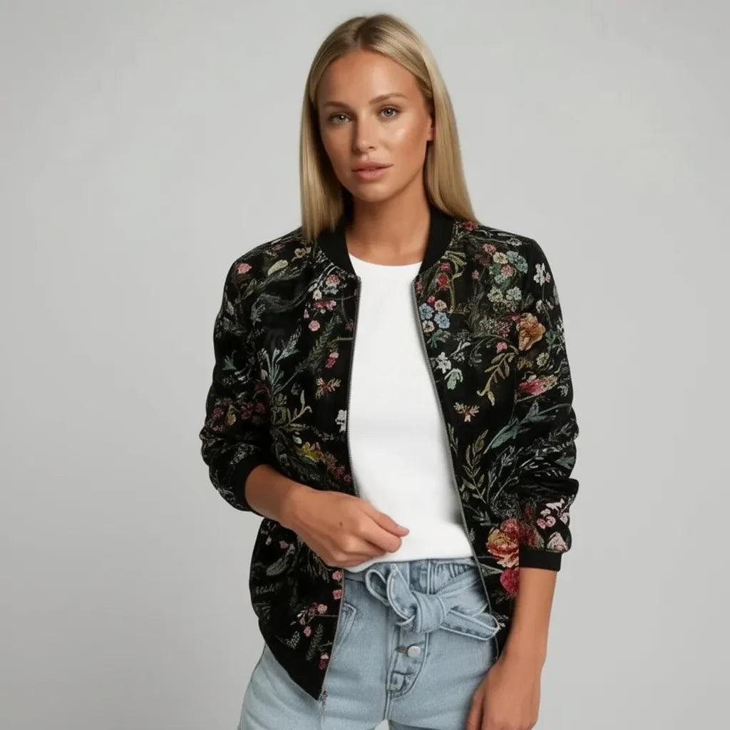 Evelyn | Damska Haftowana Casualowa Bomberka