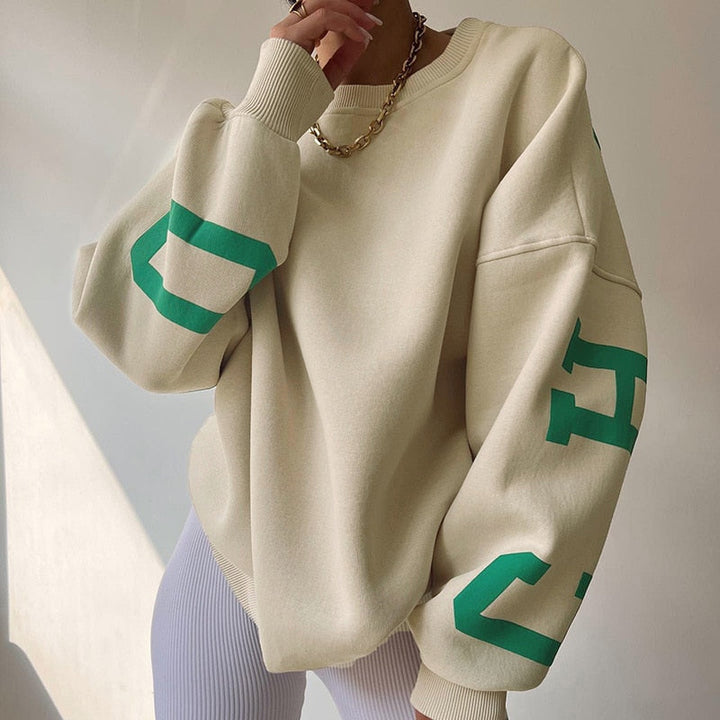 Justyna | Damska Okrągły Dekolt Oversize Bluza