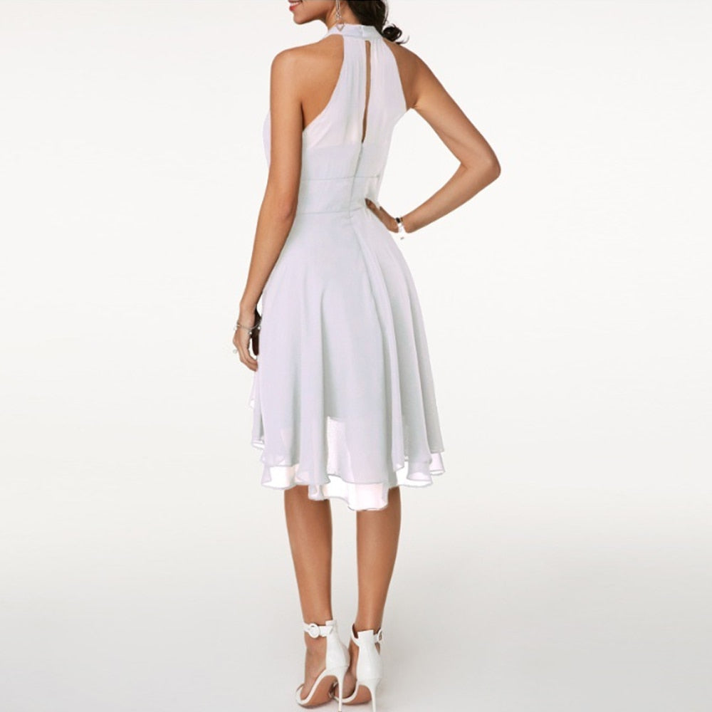 Bernadeta | Damska Elegancka Halter Neck Sukienka Midi