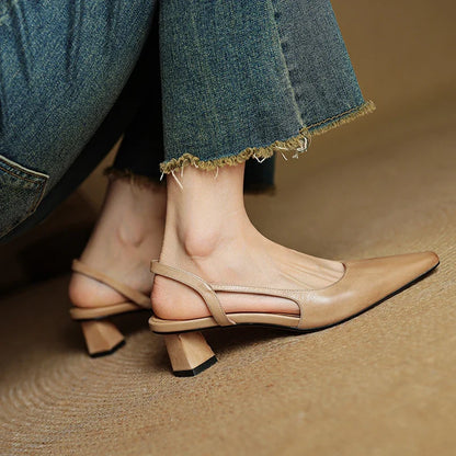 Karina | Damskie Skórzane Slingback Szpilki