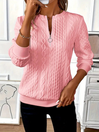 Clarissa | Damskie Zimowy Sweter z Warkoczowym Splotem i Zamkiem