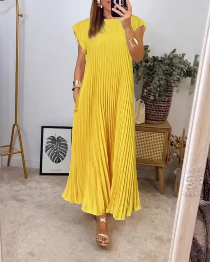 Merle | Damska Elegancka Plisowana Sukienka Maxi