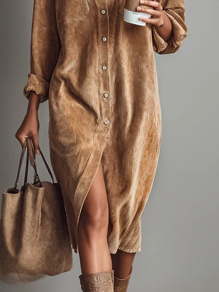 Karolina | Damska Casual Sukienka Midi Guziki