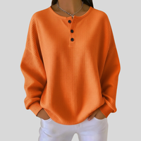 Agata | Damska Waflowa Bluza z Guzikami Oversized
