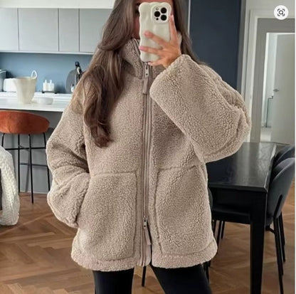 Agnieszka | Damska Oversize Kurtka Teddy na Zamek
