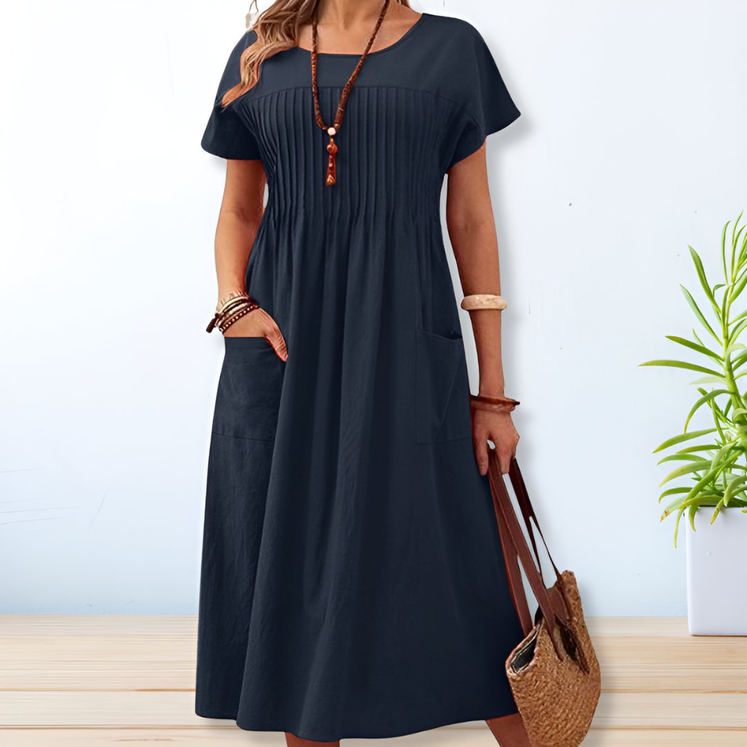 Krystyna | Damska Casualowa Plisowana Sukienka Maxi