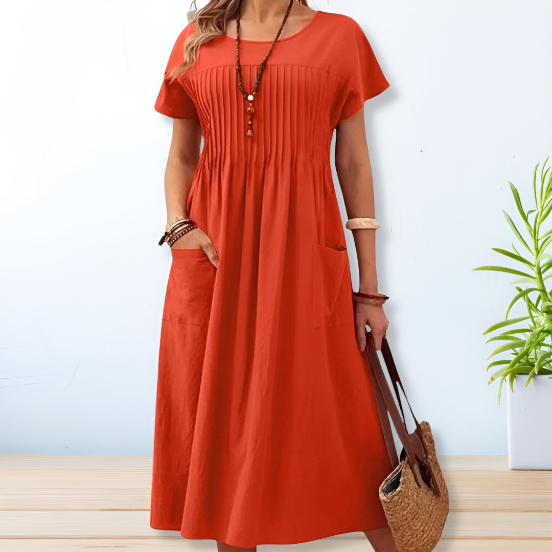 Krystyna | Damska Casualowa Plisowana Sukienka Maxi