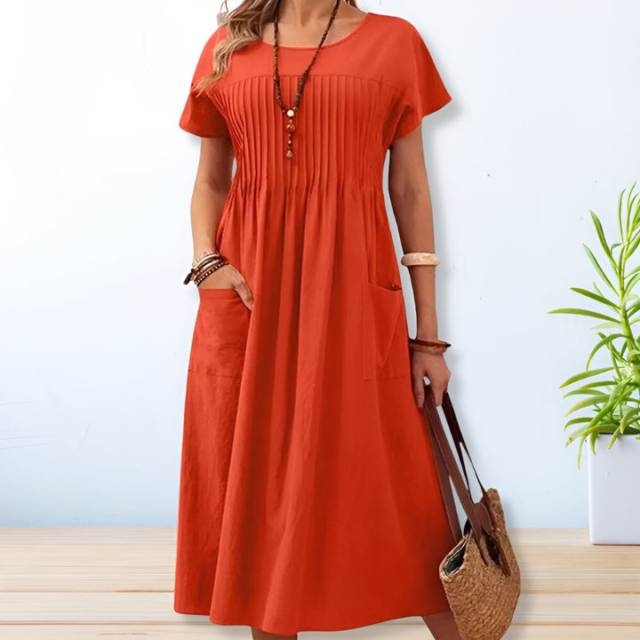 Krystyna | Damska Casualowa Plisowana Sukienka Maxi
