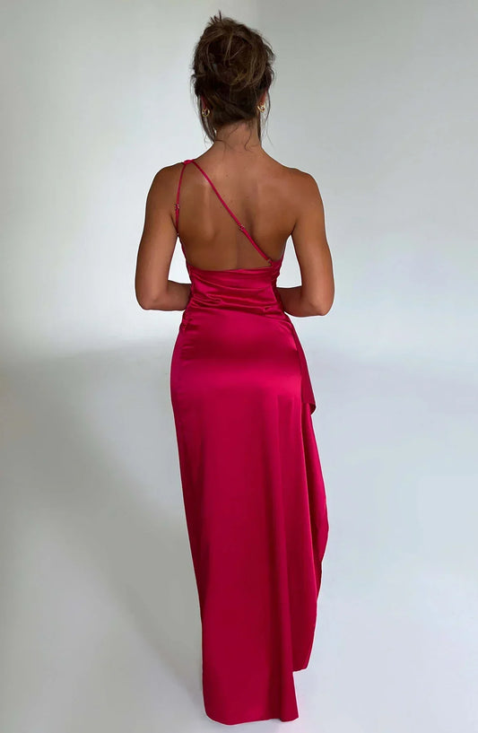 Emilia | Damskie Wieczorowa Asymetryczna Elegancka Sukienka Wieczorowa Na Jedno Ramię