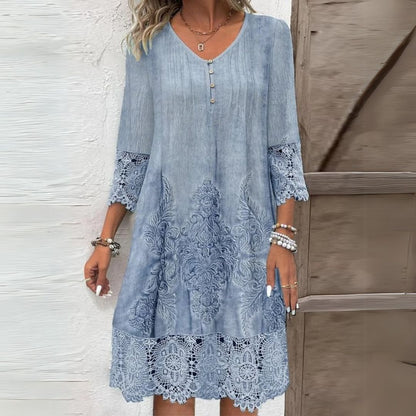 Belinda | Damska Letnia Boho Sukienka Midi Długim Rękawem