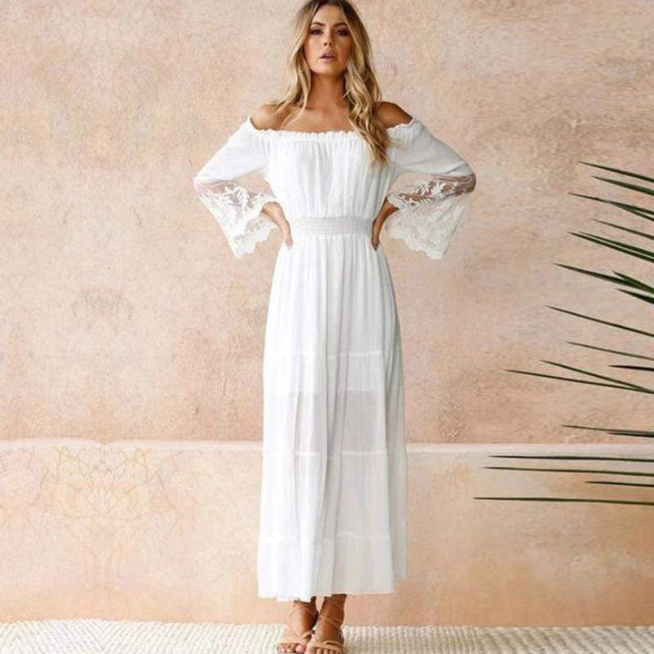Liana | Damska Elegancka Letnia Sukienka Odkryte Ramiona