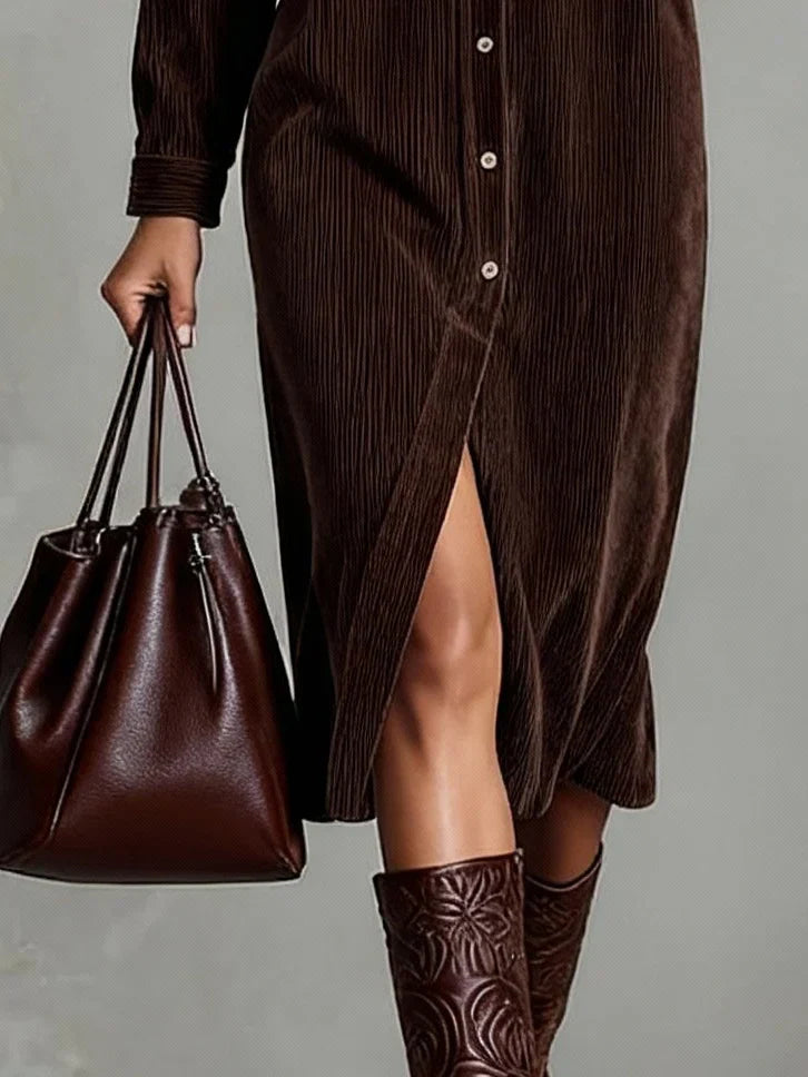 Karolina | Damska Casual Sukienka Midi Guziki