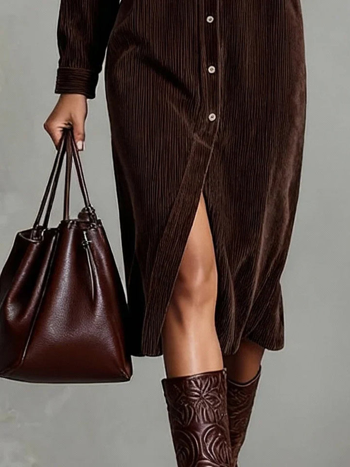 Karolina | Damska Casual Sukienka Midi Guziki
