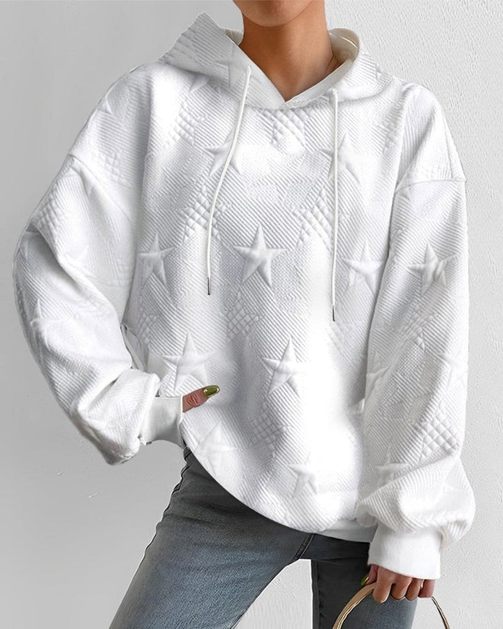 Honorata | Damska Comfort Gwiazdy Print Bluza z Kapturem