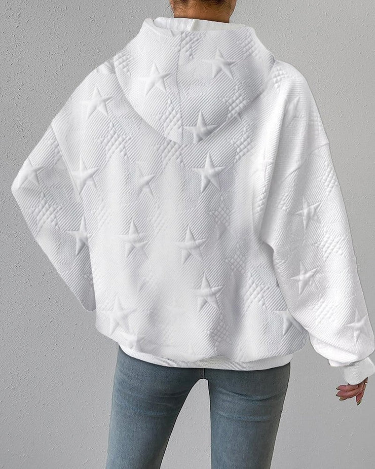 Honorata | Damska Comfort Gwiazdy Print Bluza z Kapturem