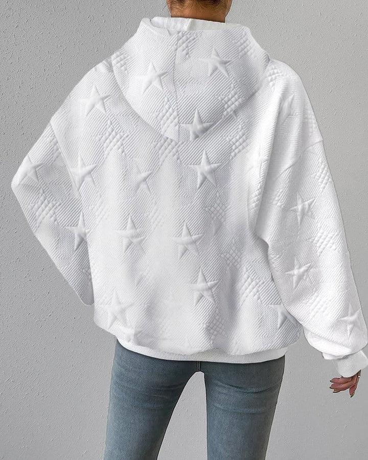 Honorata | Damska Comfort Gwiazdy Print Bluza z Kapturem
