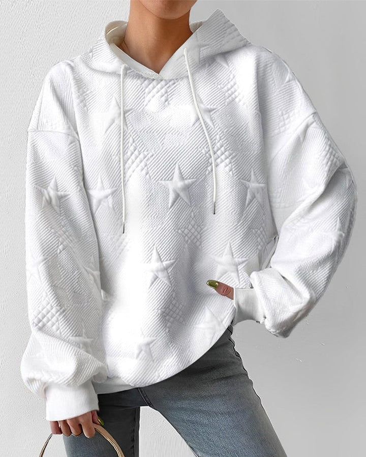 Honorata | Damska Comfort Gwiazdy Print Bluza z Kapturem