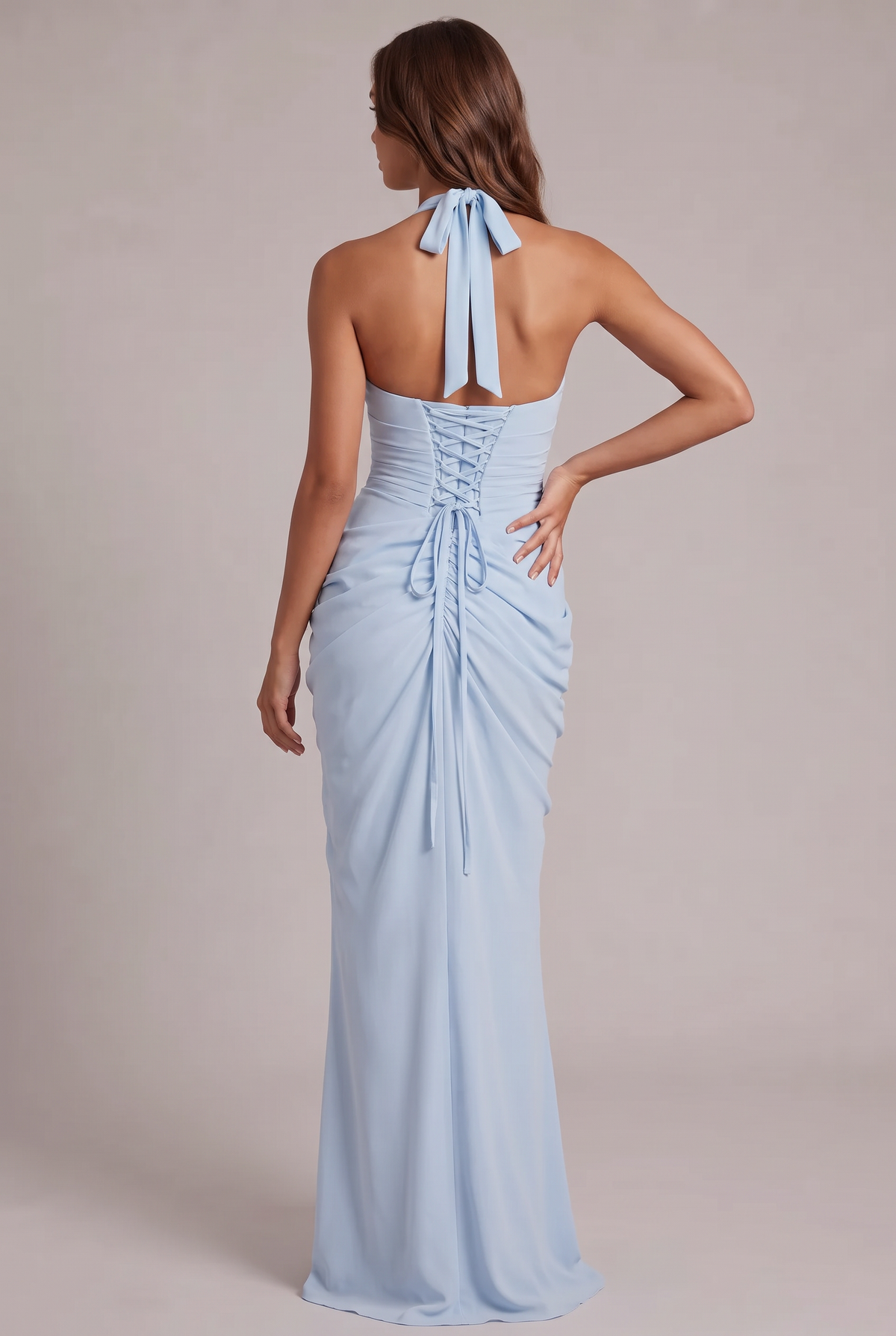 Cecylia | Sukienka na studniówkę Damska Elegancka Maxi z Haltrem