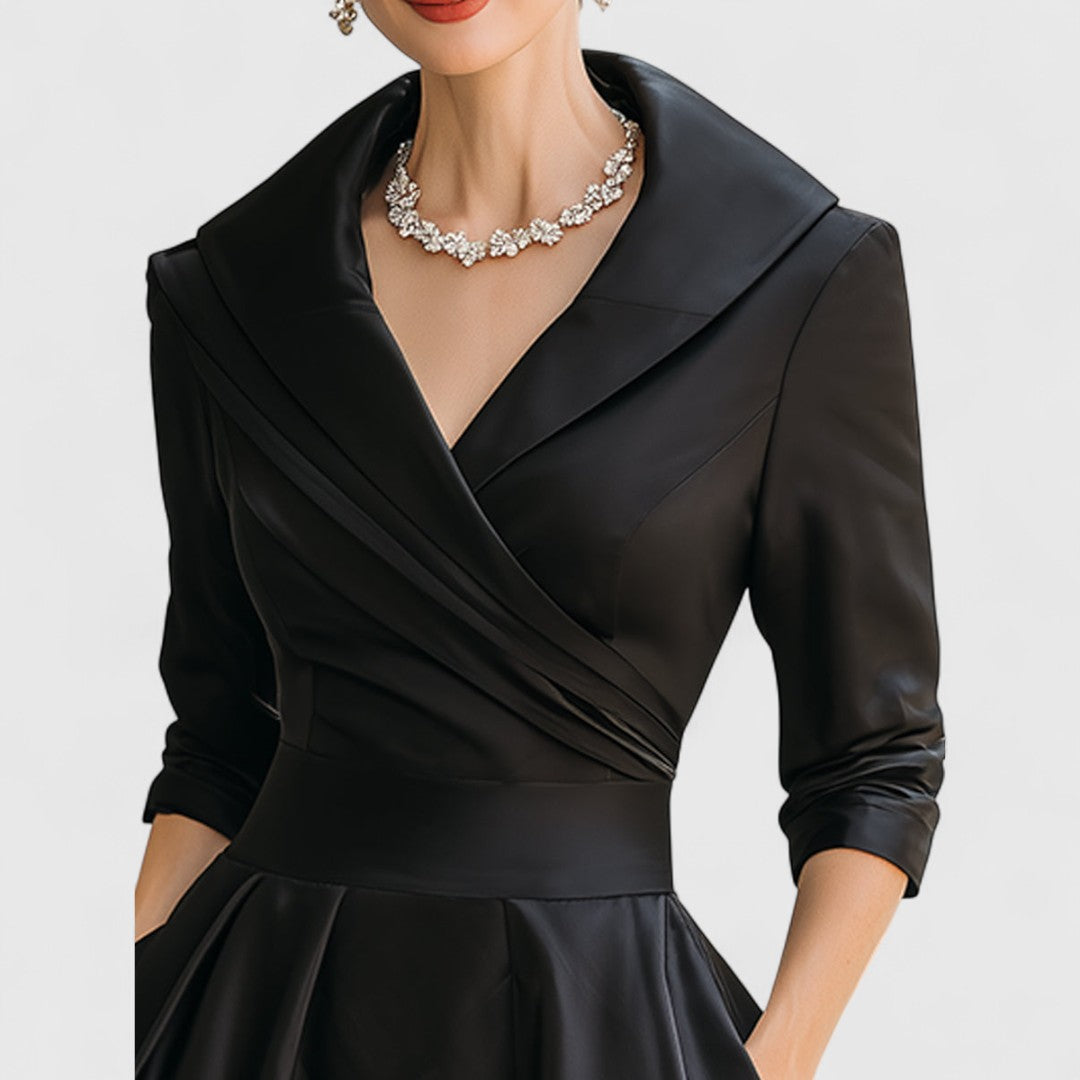 Halina | Damskie Elegancka Kopertowa Sukienka Wieczorowa Midi