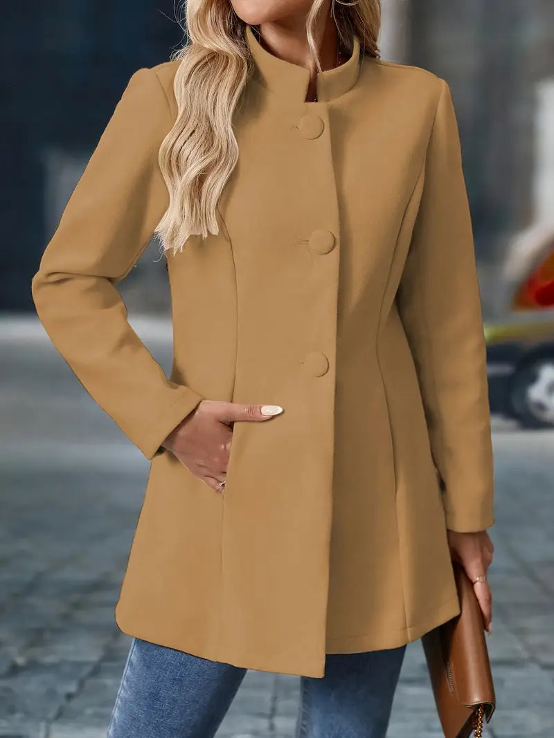 Klaudia | Damskie Elegancki Jesienny Płaszcz na Guziki