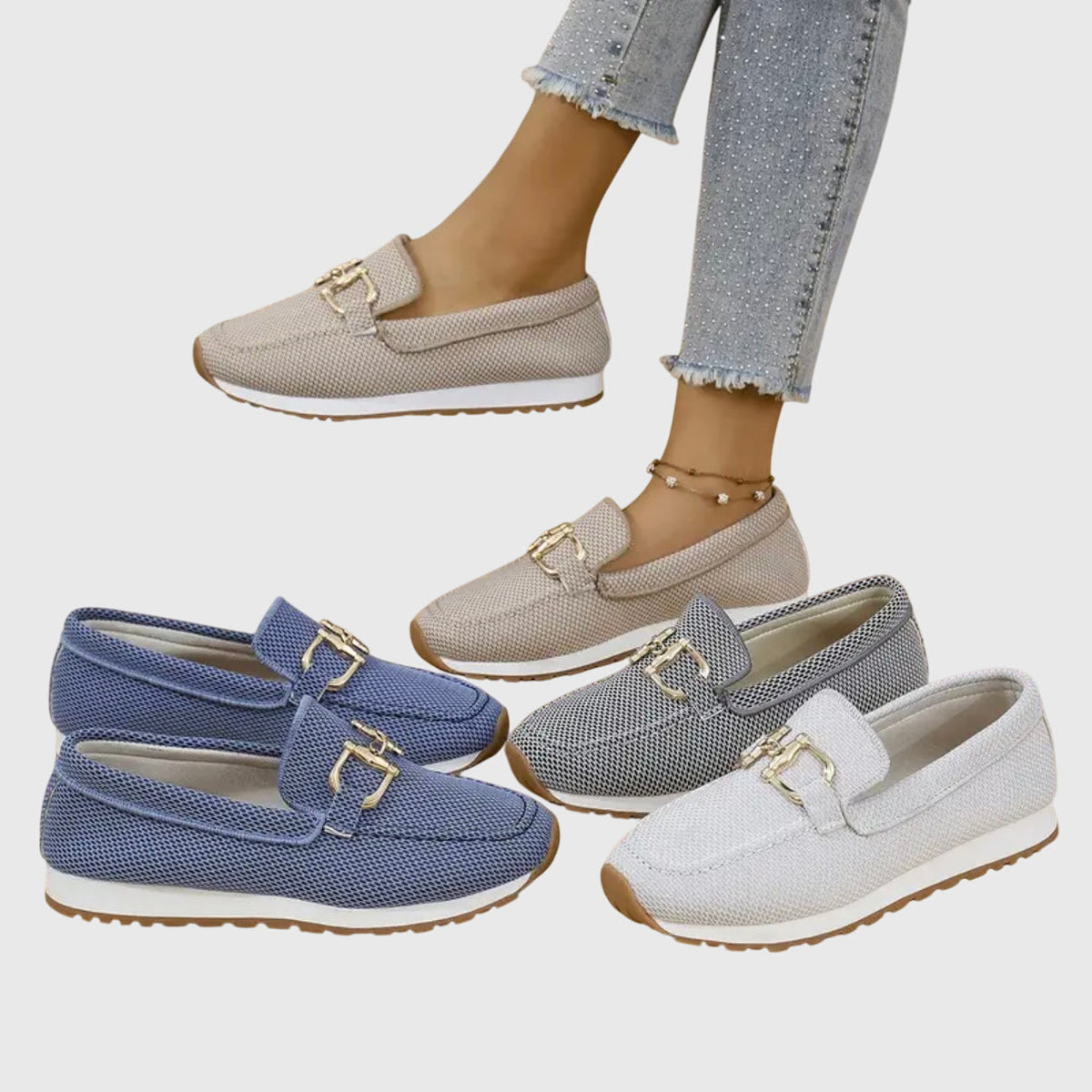Nadia | Damskie Tekstylne Sportowe Slip-On Mokasyny Sneakersy