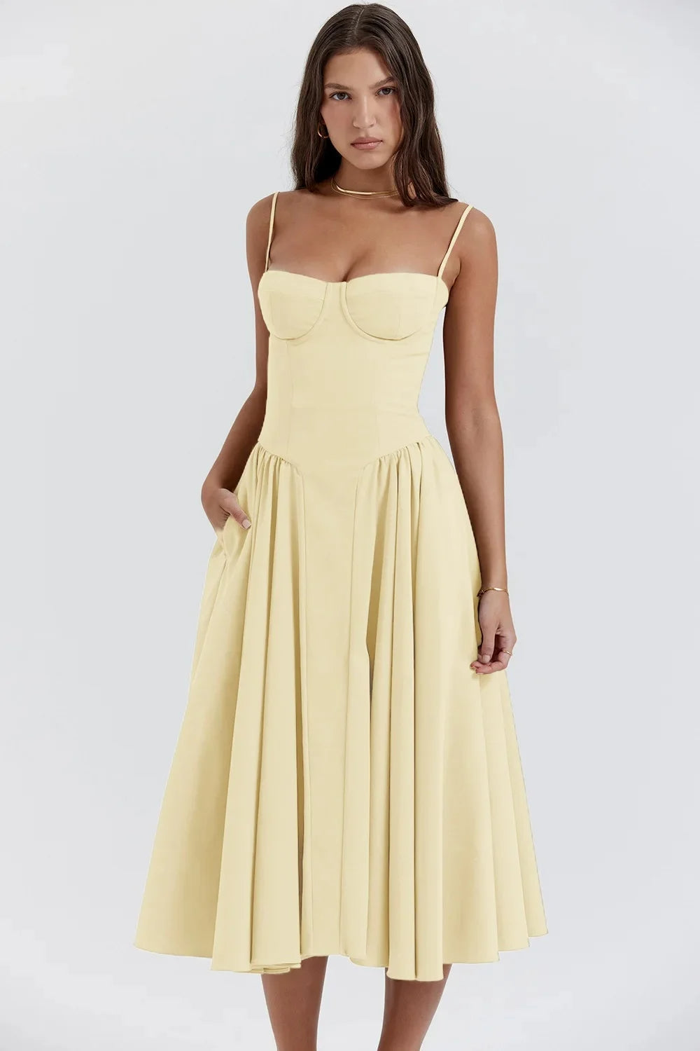 Seraphina | Damska A-liniowa Sukienka Midi Na Wesele