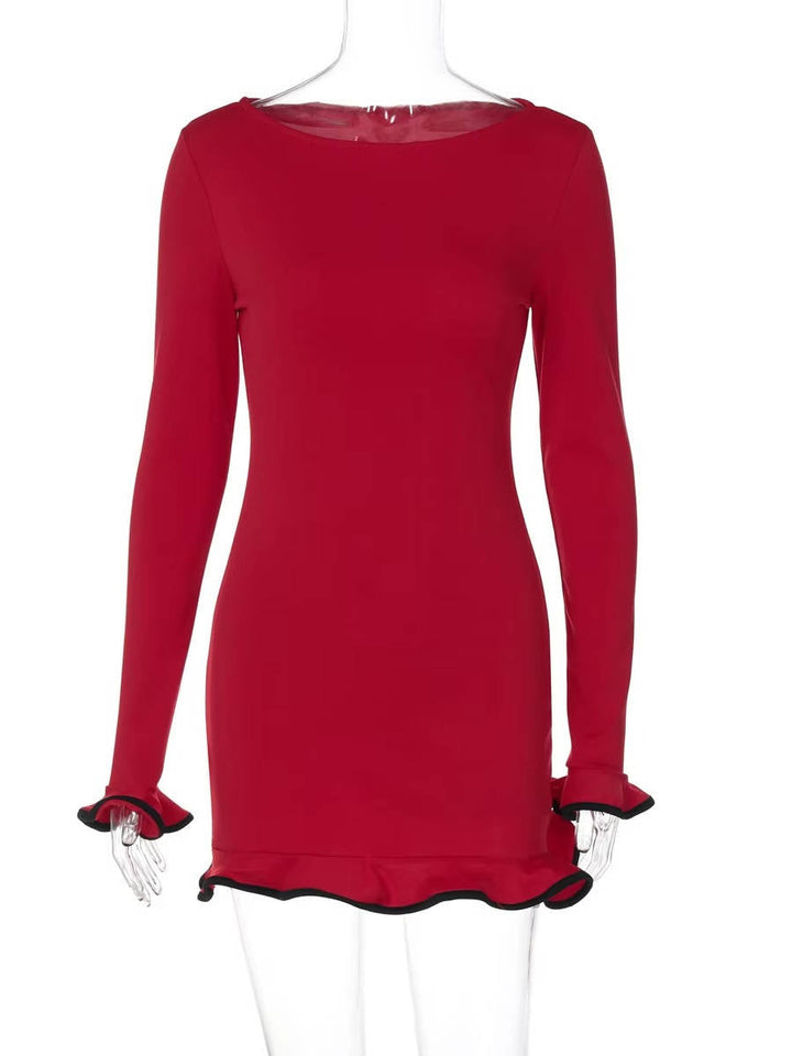 Natalia | Damska Okrągły Dekolt Sukienka Mini Bodycon