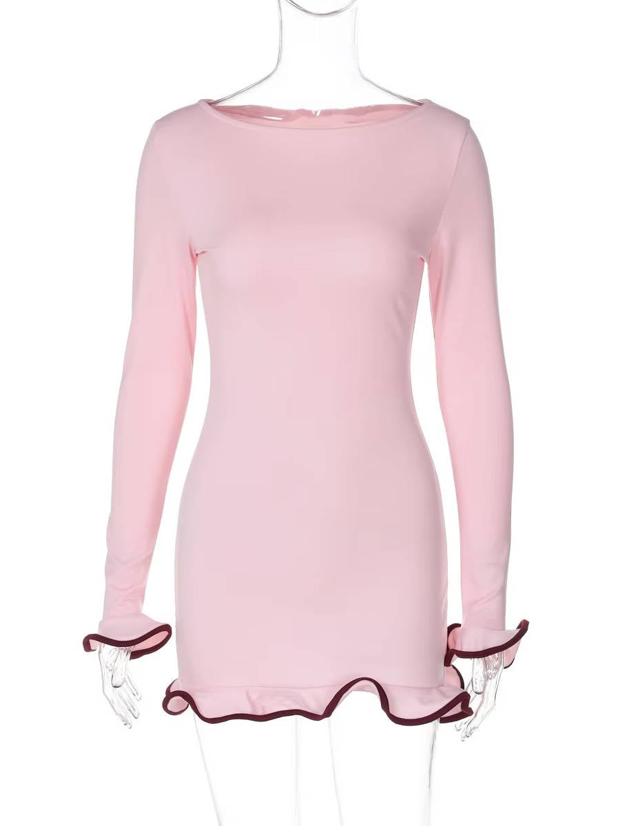 Natalia | Damska Okrągły Dekolt Sukienka Mini Bodycon