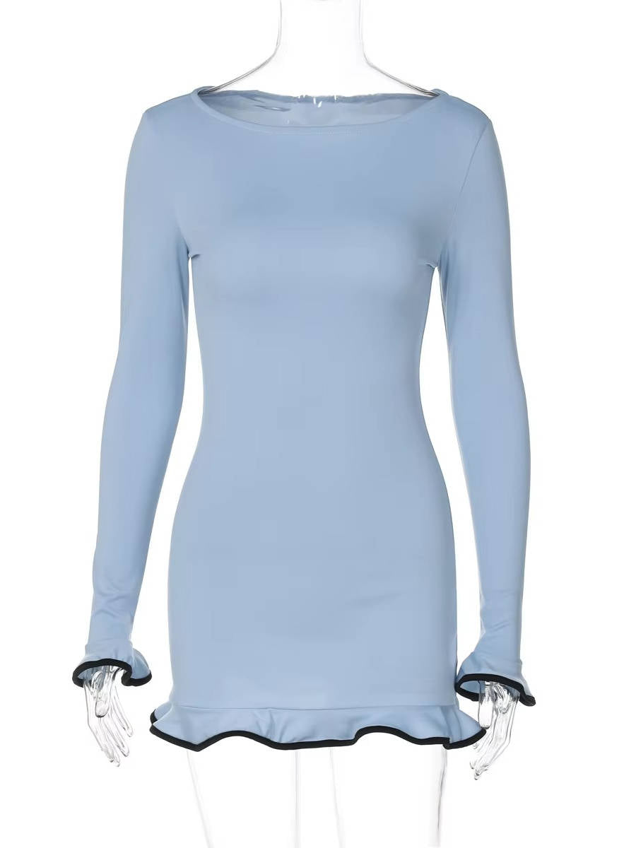 Natalia | Damska Okrągły Dekolt Sukienka Mini Bodycon