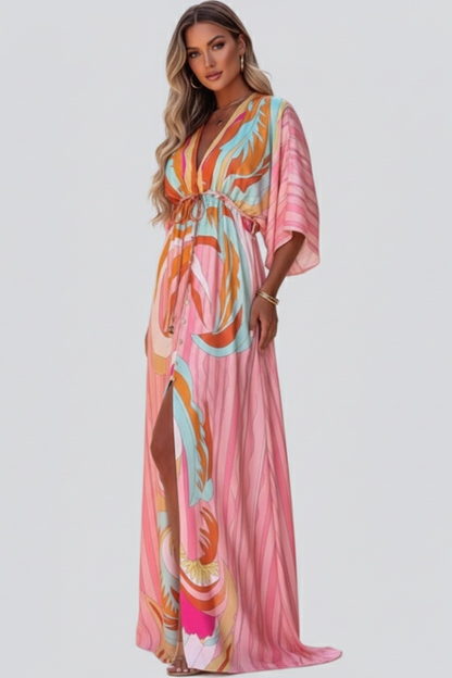 Nela | Damskie Letnie Sukienka Maxi z Nadrukiem