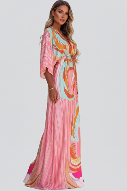 Nela | Damskie Letnie Sukienka Maxi z Nadrukiem