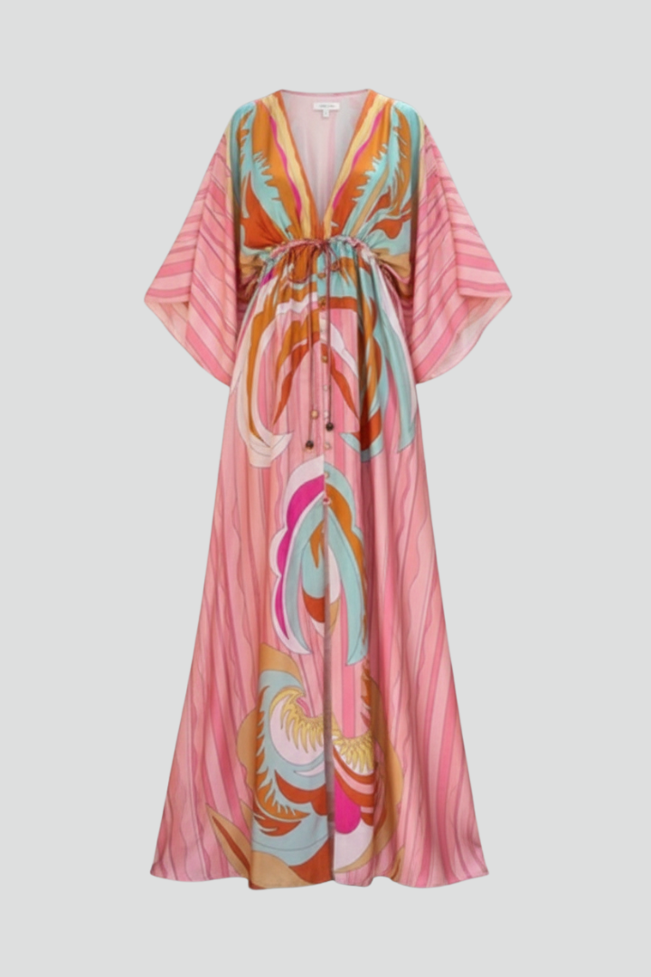 Nela | Damskie Letnie Sukienka Maxi z Nadrukiem