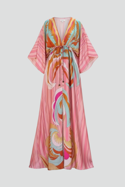 Nela | Damskie Letnie Sukienka Maxi z Nadrukiem