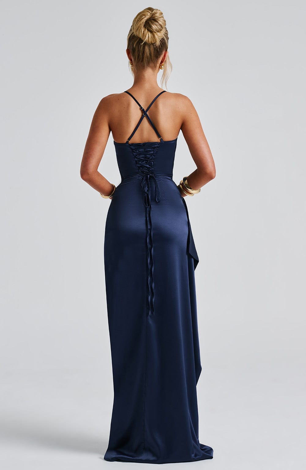 Olga | Damskie Wieczorowa Satynowa Sukienka Maxi