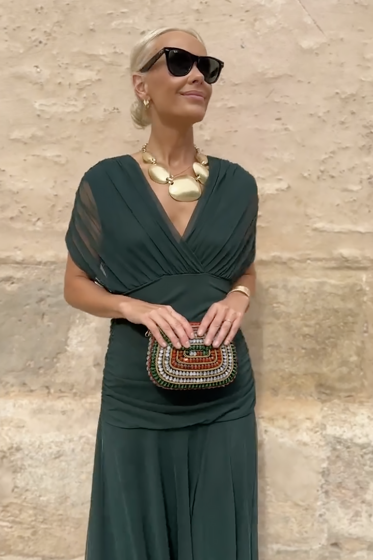 Iwona | Damska Wieczorowa Sukienka Maxi z Odkrytymi Ramionami