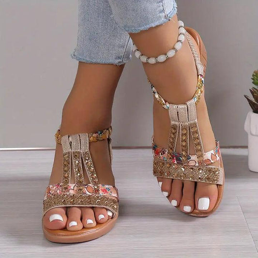 Elina | Damska Letnie Płaskie Boho Sandały