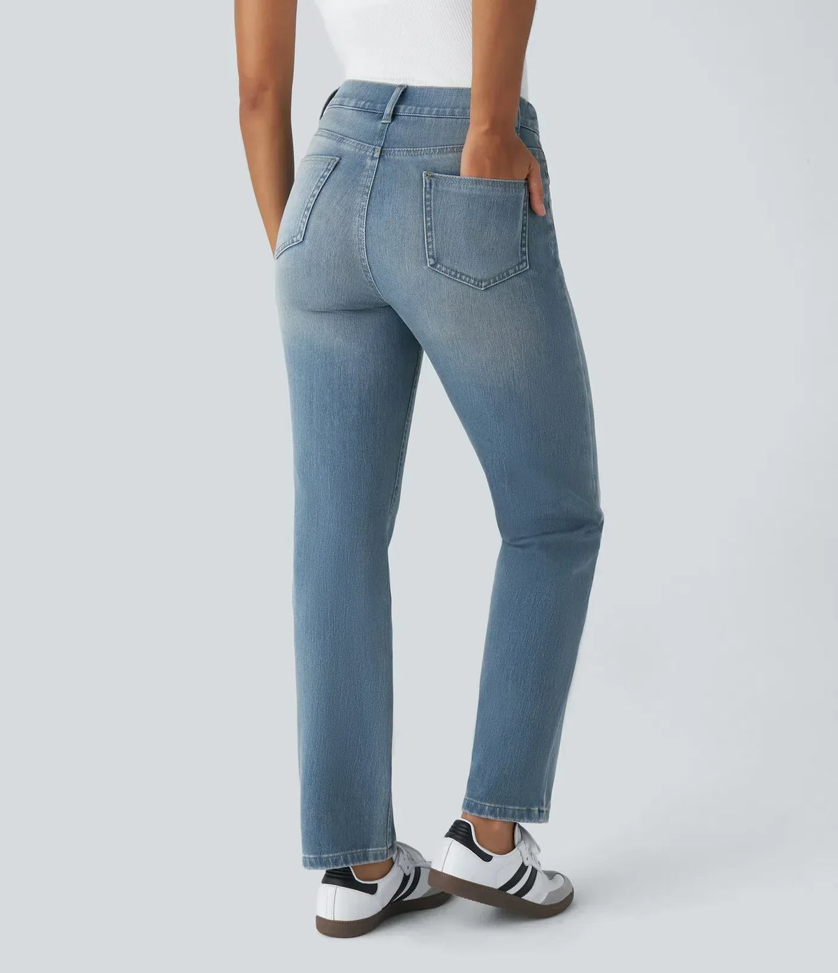 Kinga | Damskie Wygodne Elastyczne Jeansy Straight Leg