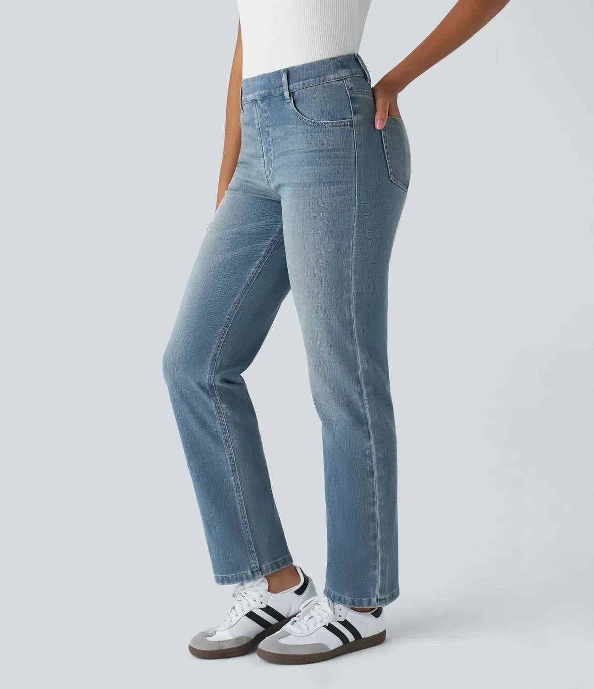 Kinga | Damskie Wygodne Elastyczne Jeansy Straight Leg