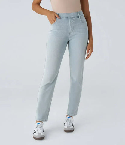 Kinga | Damskie Wygodne Elastyczne Jeansy Straight Leg