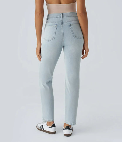 Kinga | Damskie Wygodne Elastyczne Jeansy Straight Leg