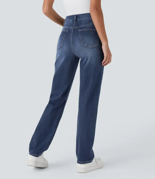 Kinga | Damskie Wygodne Elastyczne Jeansy Straight Leg