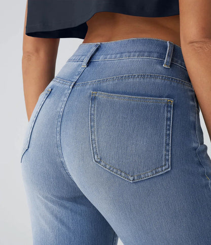 Kinga | Damskie Wygodne Elastyczne Jeansy Straight Leg