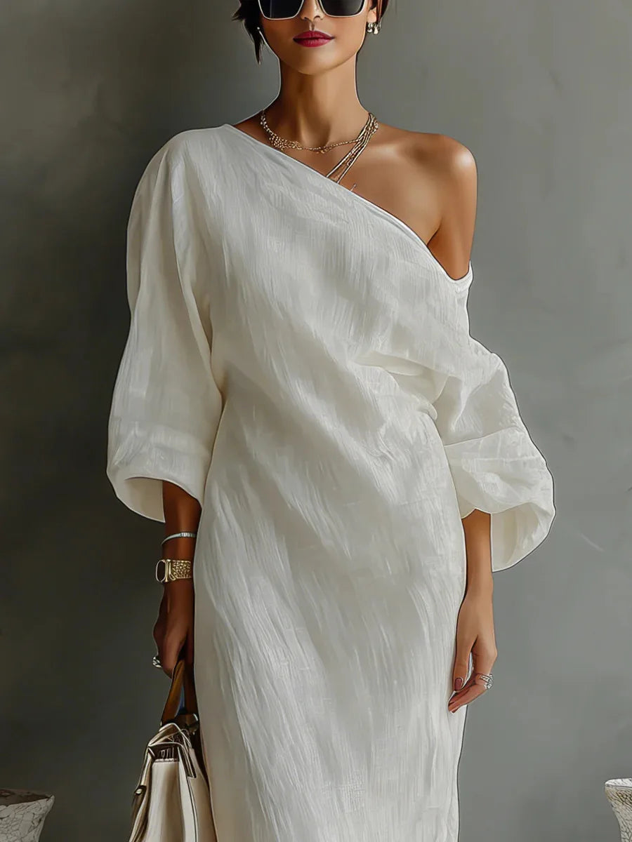 Lucyna | Damskie Elegancka Asymetryczna Sukienka Maxi